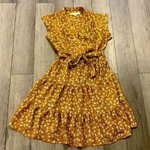 XS yellow flower monteau dress